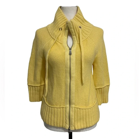 EDDIE BAUER Women's Yellow Cotton Zip Up Sweater. Small. Like new! - Picture 1 of 8